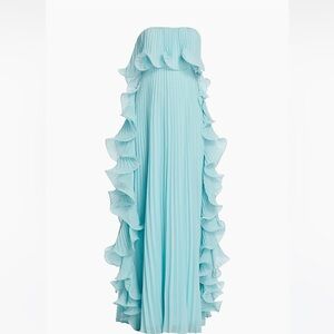 Badgley Mischka Strapless Pleated Gown with Ruffles